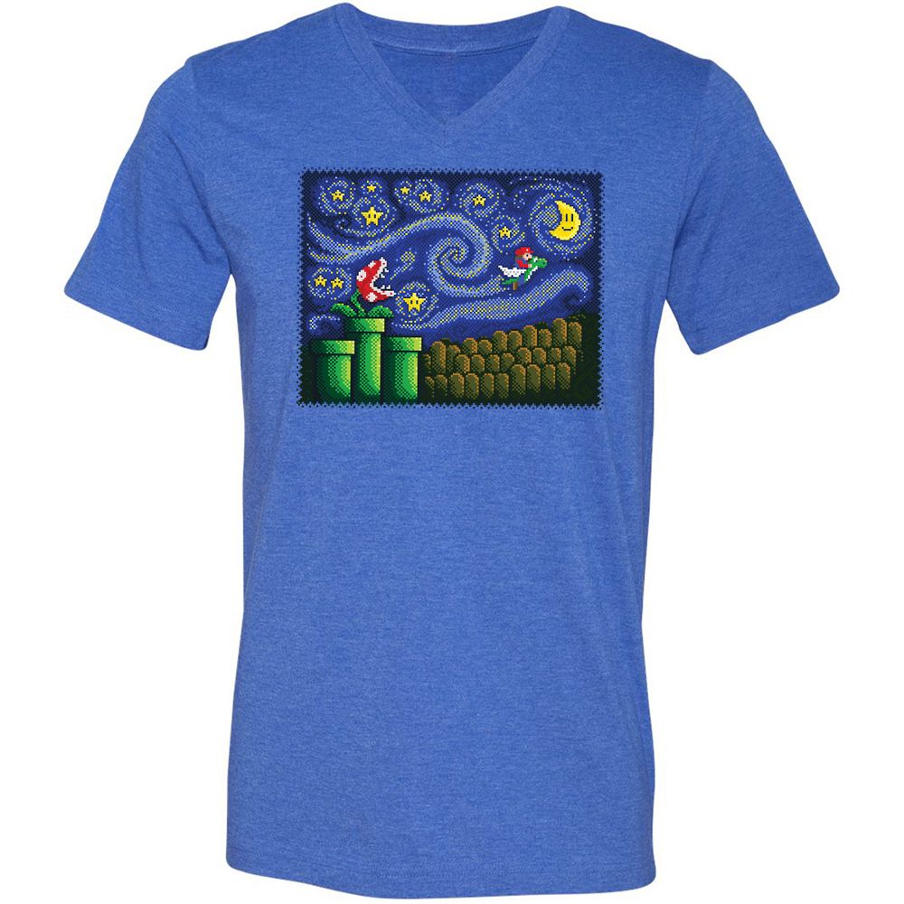 Unisex V-Neck T-Shirt - YNM6H4ZE - Heather True Royal - 14