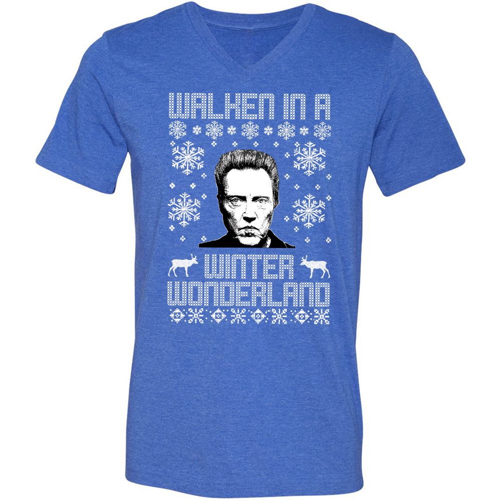 Unisex V-Neck T-Shirt - UHV5Q7KT - Heather True Royal - 14