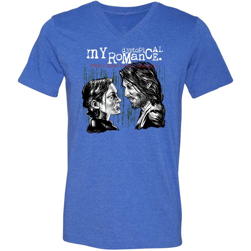 Unisex V-Neck T-Shirt - R7TR92ZB - Heather True Royal - 14