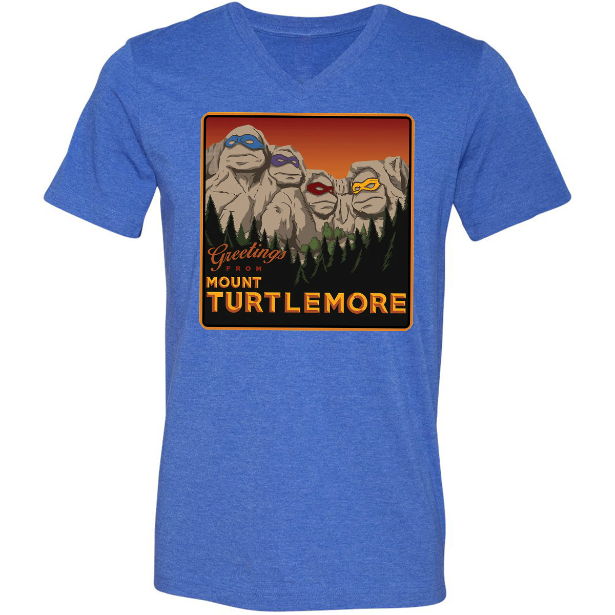 Unisex V-Neck T-Shirt - DLN6QMSL - Heather True Royal - 14