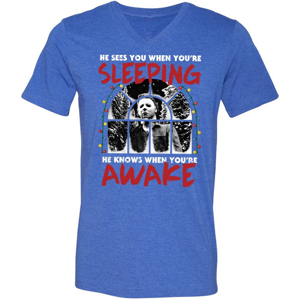 Unisex V-Neck T-Shirt - PCDG6MLP - Heather True Royal - 14