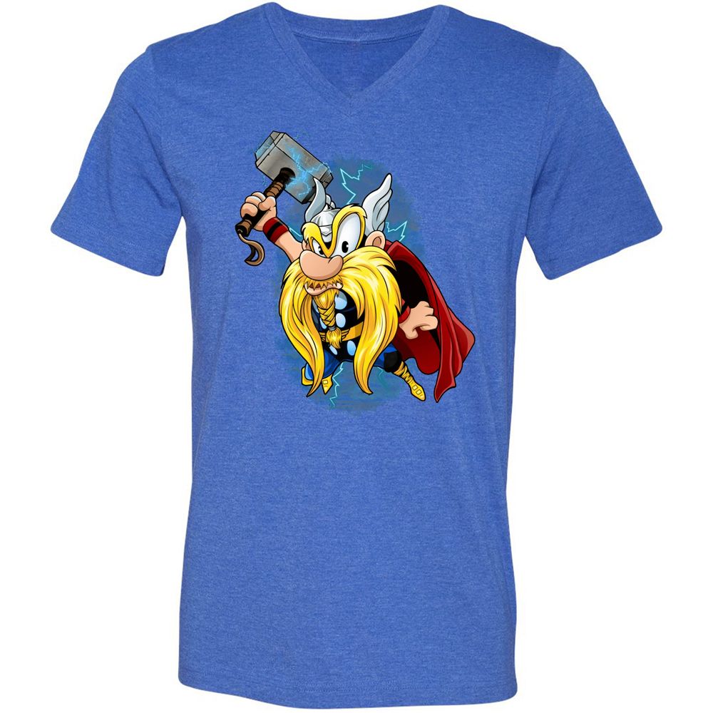 Unisex V-Neck T-Shirt - ZCFCHX2L - Heather True Royal - 14