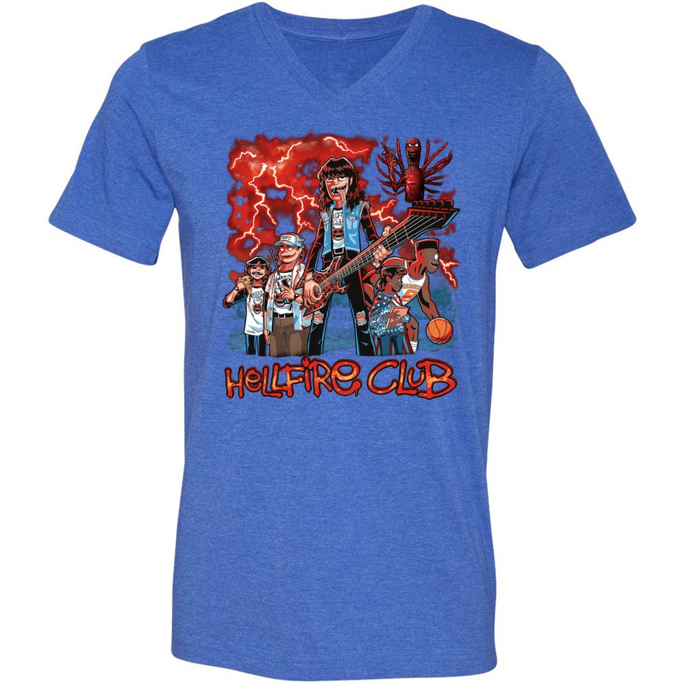 Unisex V-Neck T-Shirt - JVZK9CCP - Heather True Royal - 14