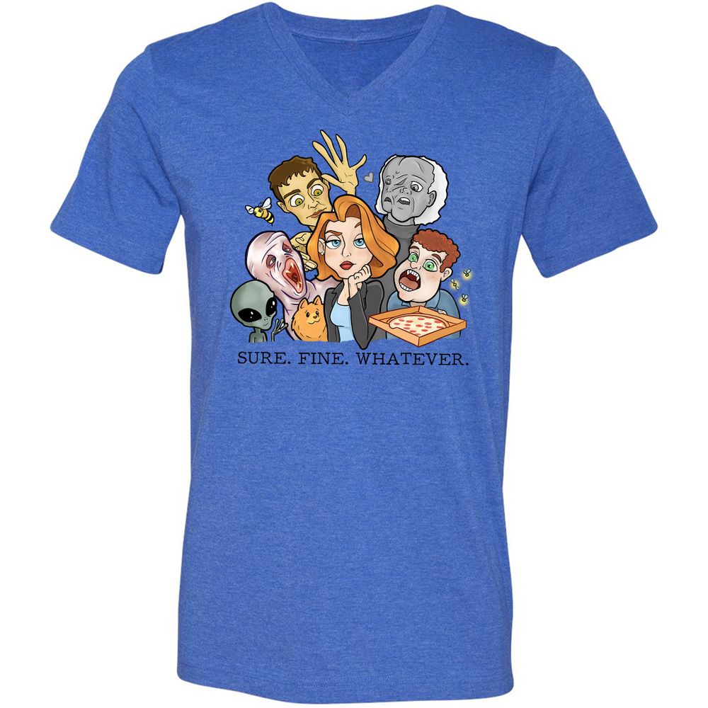 Unisex V-Neck T-Shirt - UX5LTVTW - Heather True Royal - 14