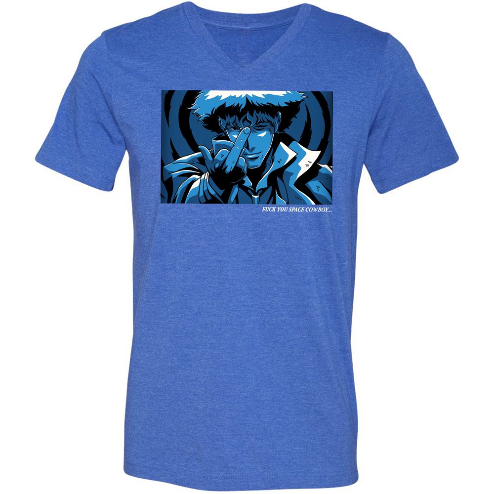 Unisex V-Neck T-Shirt - WTQ5LRAN - Heather True Royal - 14
