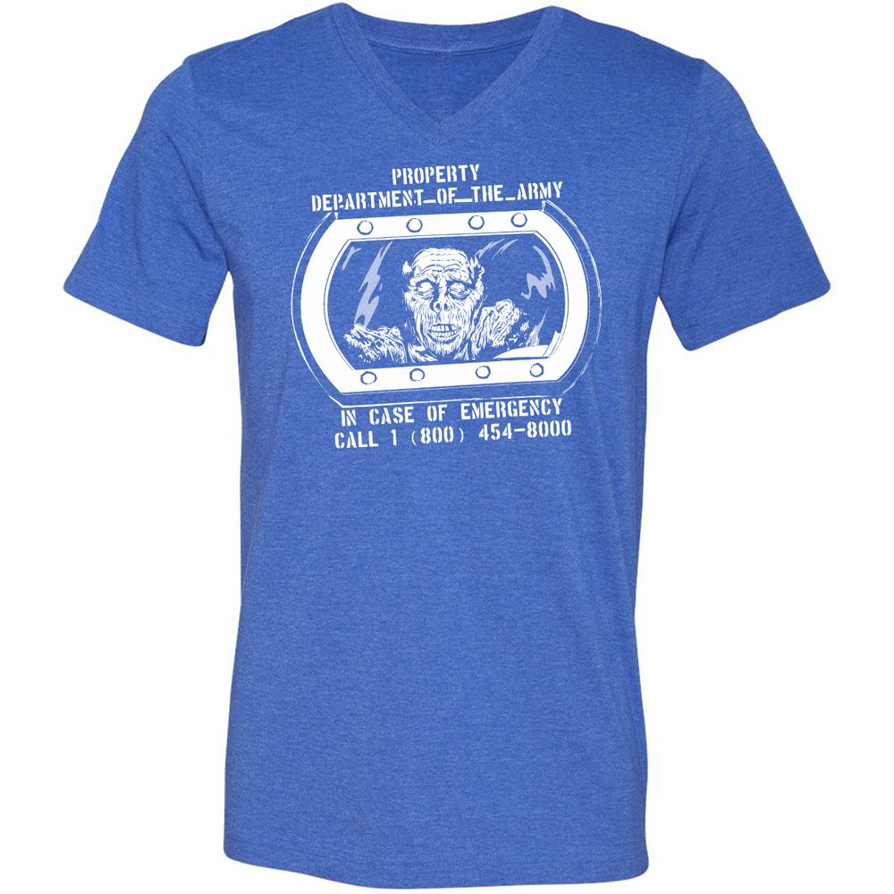 Unisex V-Neck T-Shirt - MVMGQCXR - Heather True Royal - 14