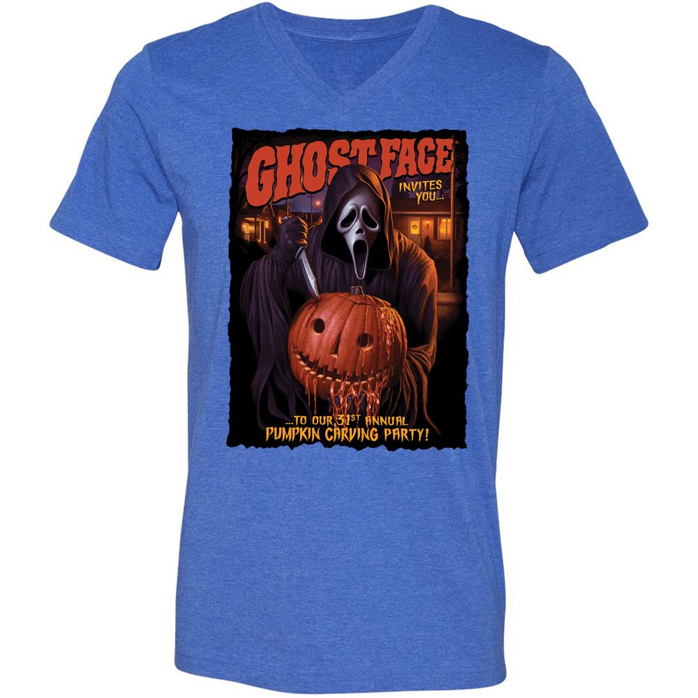 Unisex V-Neck T-Shirt - CCBFLJ9W - Heather True Royal - 14