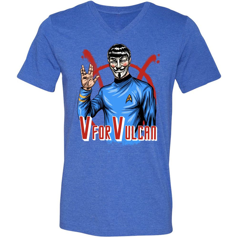 Unisex V-Neck T-Shirt - ZFHQZ5T9 - Heather True Royal - 14
