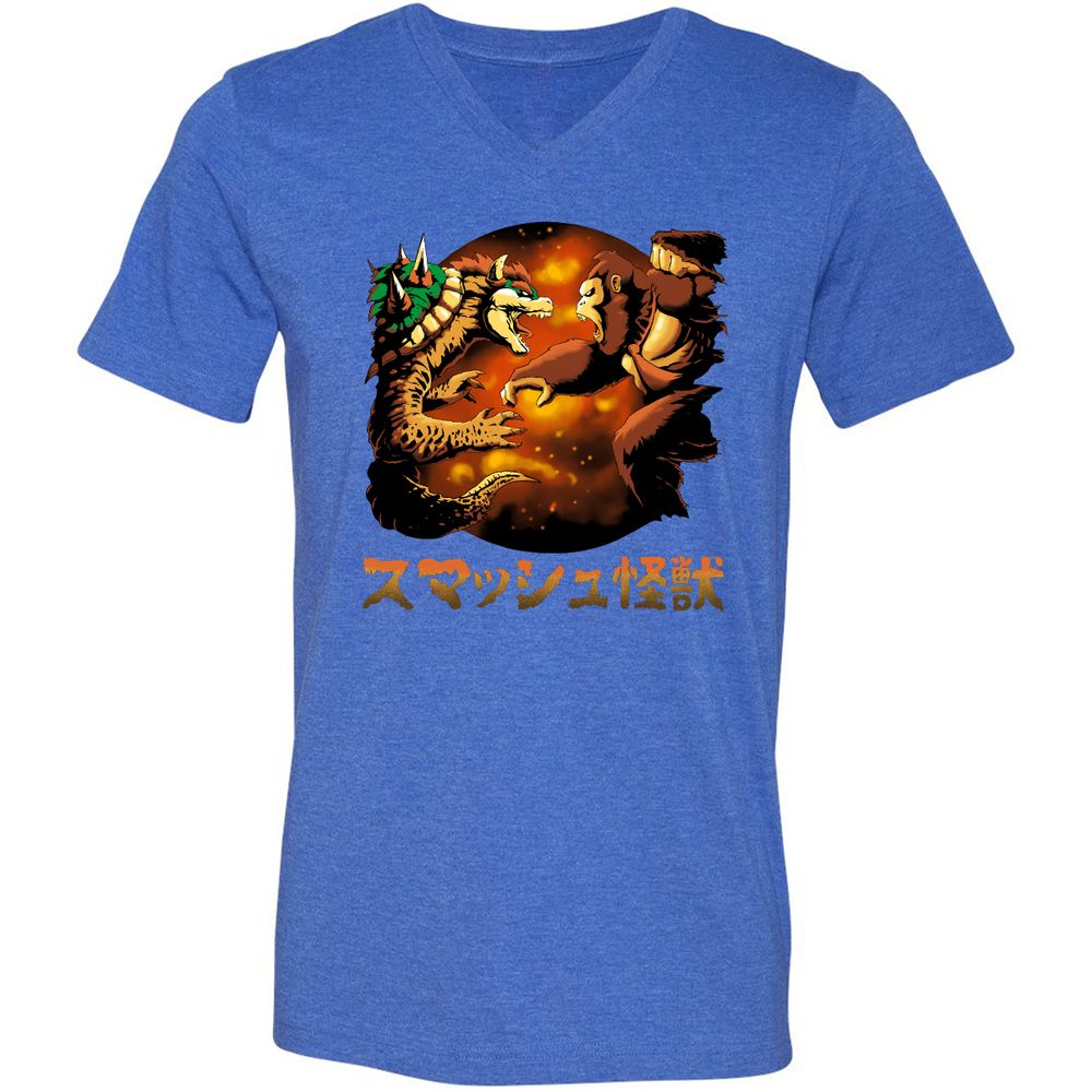 Unisex V-Neck T-Shirt - MBAPDAXG - Heather True Royal - 14