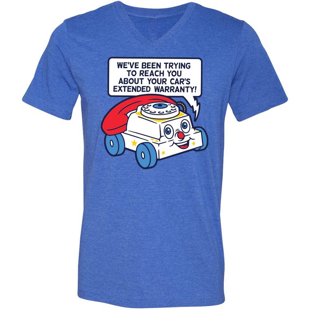 Unisex V-Neck T-Shirt - Black - Heather True Royal - 14