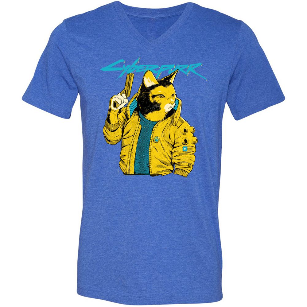 Unisex V-Neck T-Shirt - 4FV27VH6 - Heather True Royal - 14