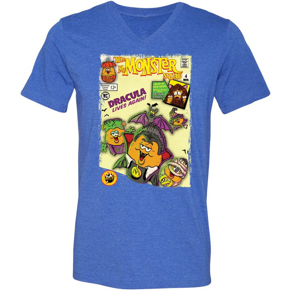 Unisex V-Neck T-Shirt - FUSW7T6Q - Heather True Royal - 14