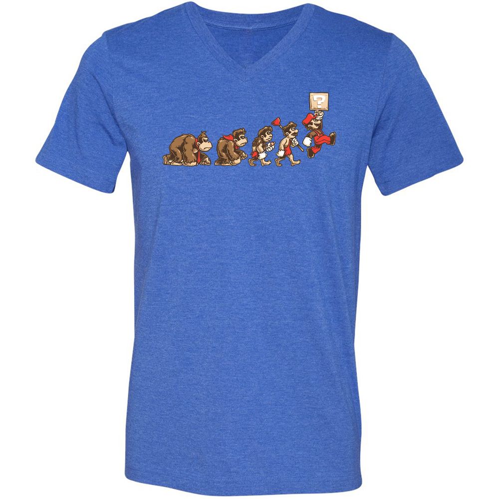 Unisex V-Neck T-Shirt - DFPR9PZG - Heather True Royal - 14