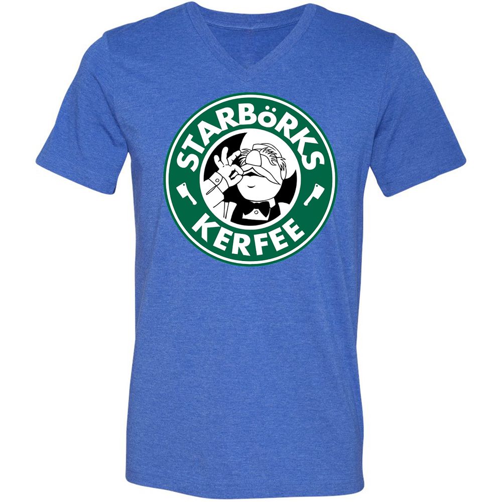 Unisex V-Neck T-Shirt - QQ3H45JH - Heather True Royal - 14