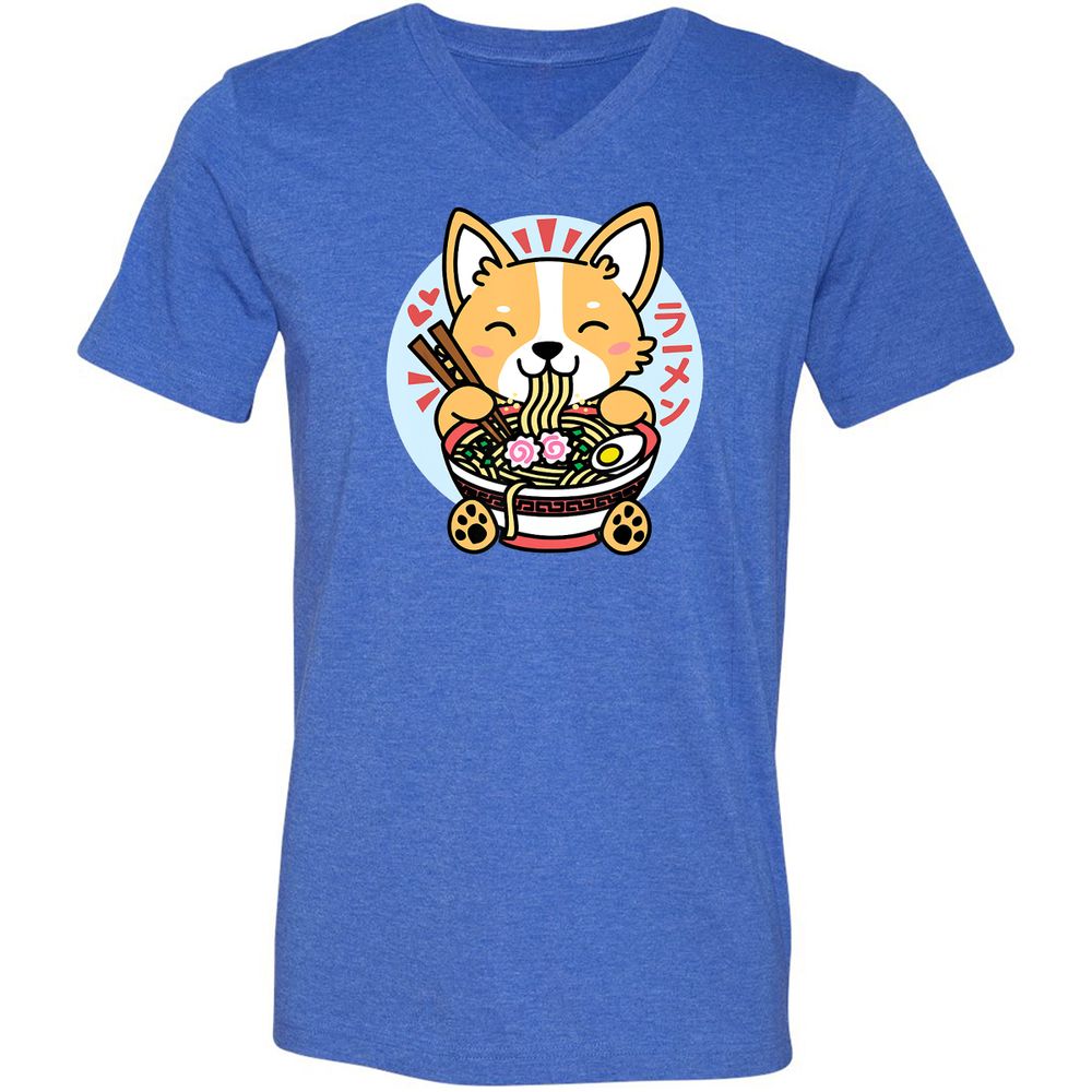 Unisex V-Neck T-Shirt - 6H2FKG3E - Heather True Royal - 14