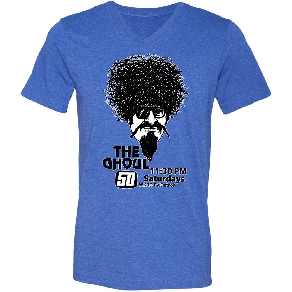 Unisex V-Neck T-Shirt - EFZGH8GP - Heather True Royal - 14