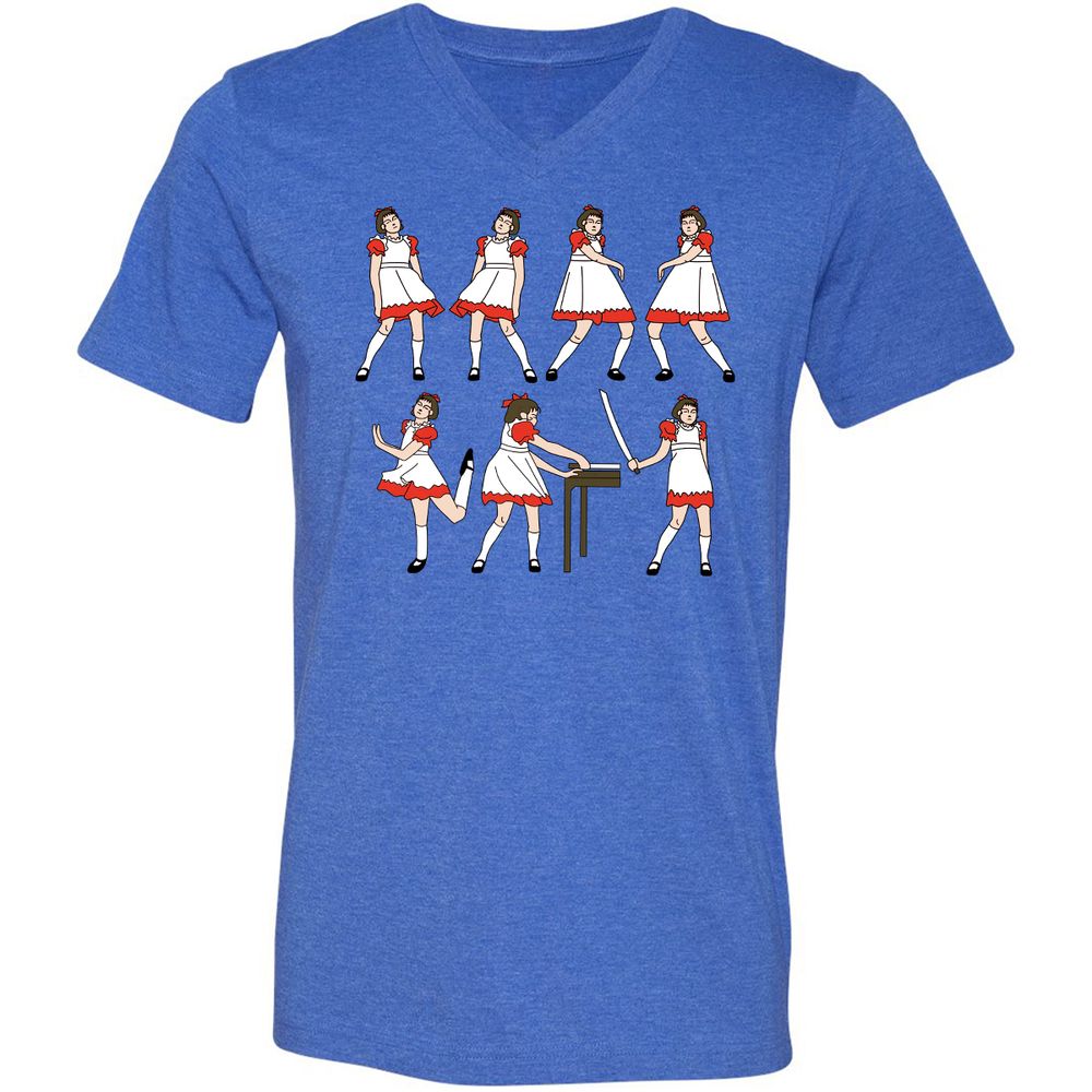 Unisex V-Neck T-Shirt - TVJDPEMT - Heather True Royal - 14