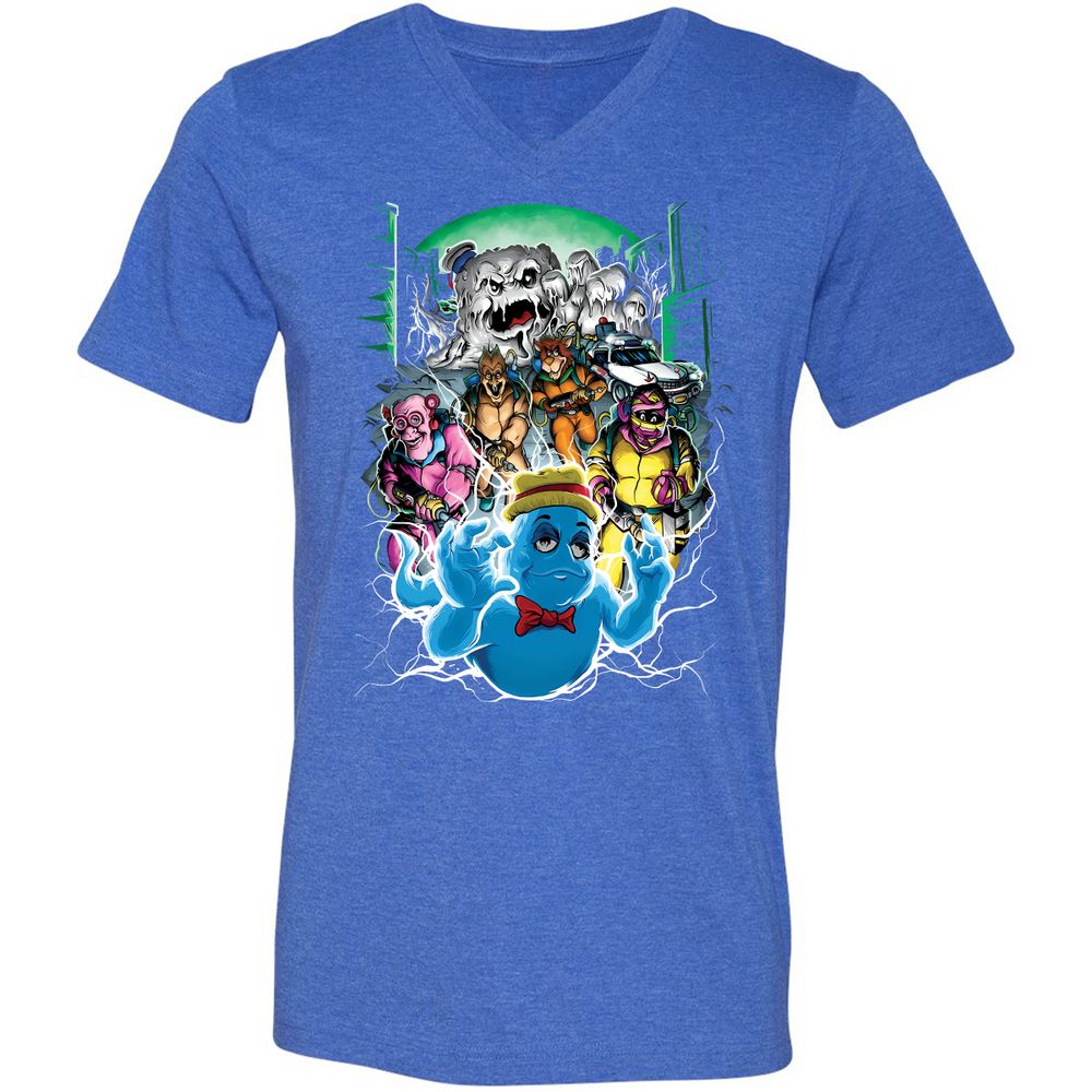 Unisex V-Neck T-Shirt - 5W6GQ8BN - Heather True Royal - 14