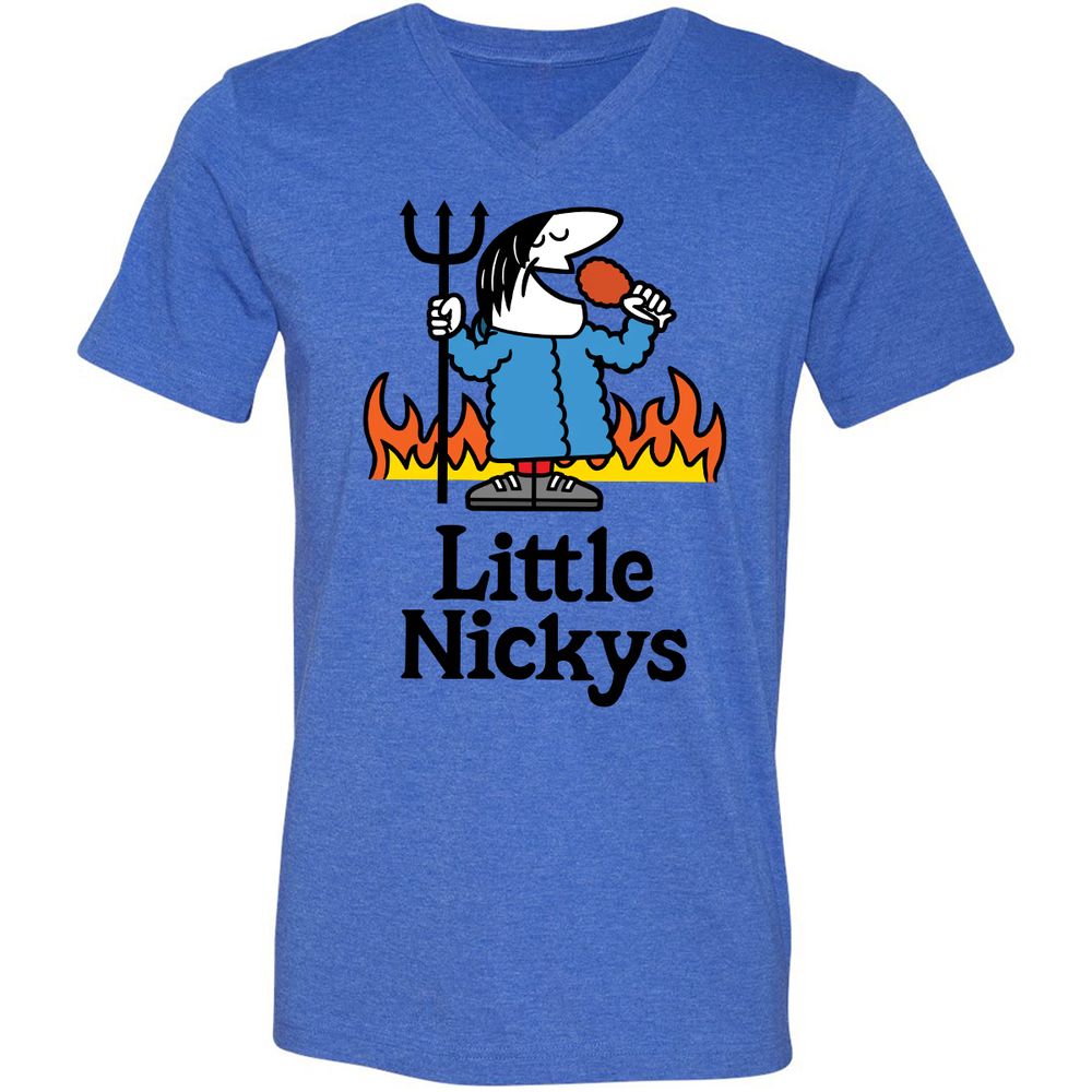 Unisex V-Neck T-Shirt - ZU5W9WGD - Heather True Royal - 14