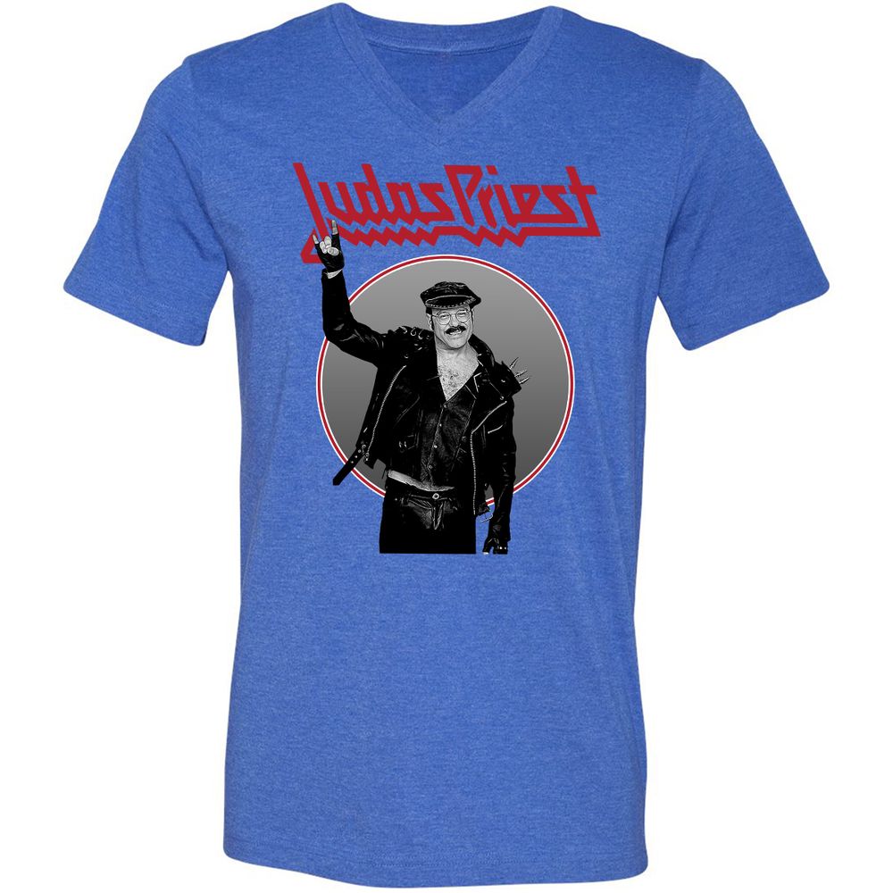 Unisex V-Neck T-Shirt - RYYBX5L7 - Heather True Royal - 14