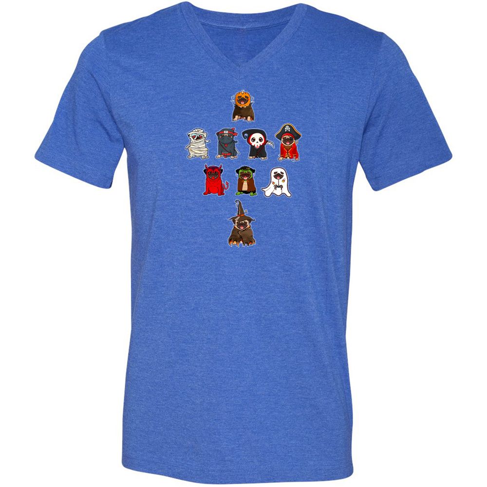 Unisex V-Neck T-Shirt - DHMY9NTN - Heather True Royal - 14