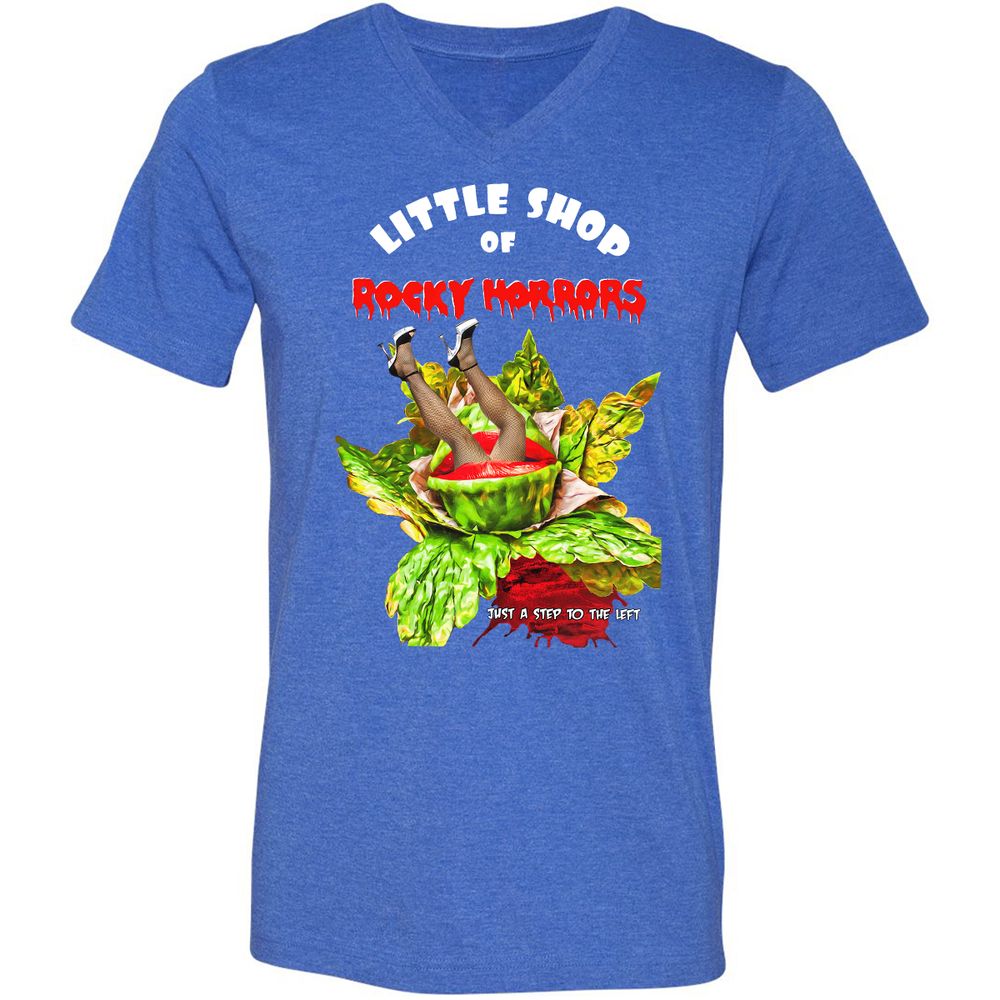 Unisex V-Neck T-Shirt - Black - Heather True Royal - 14