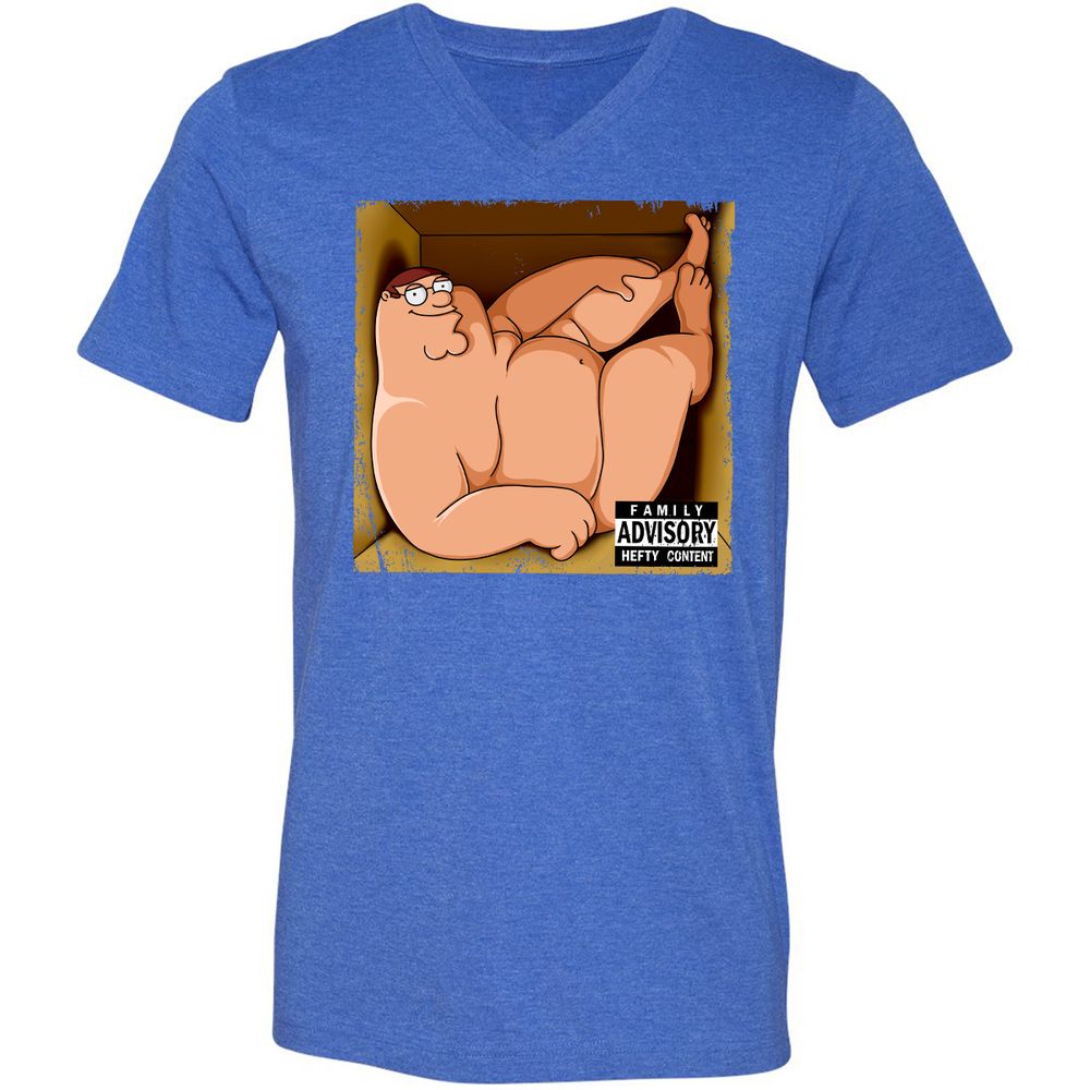 Unisex V-Neck T-Shirt - L8F5ZMVY - Heather True Royal - 14