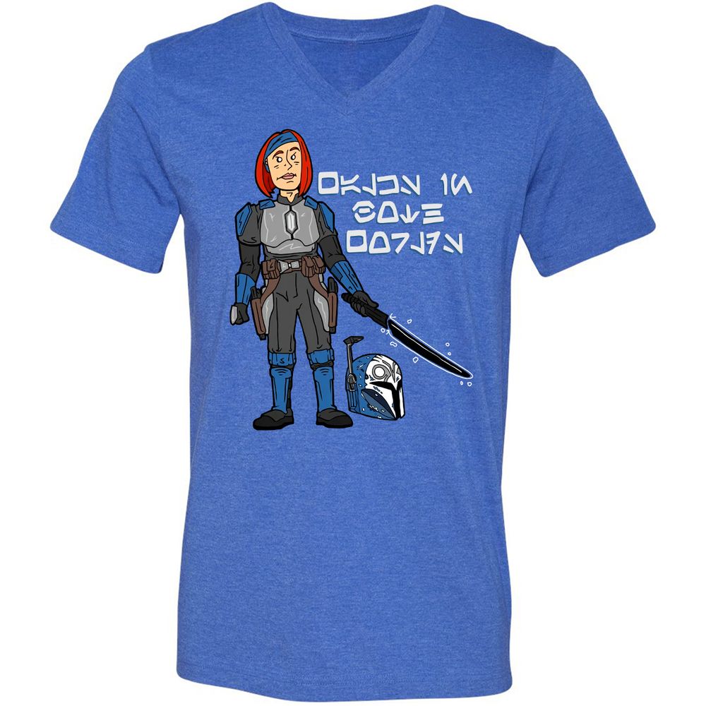 Unisex V-Neck T-Shirt - R6SCAQQV - Heather True Royal - 14