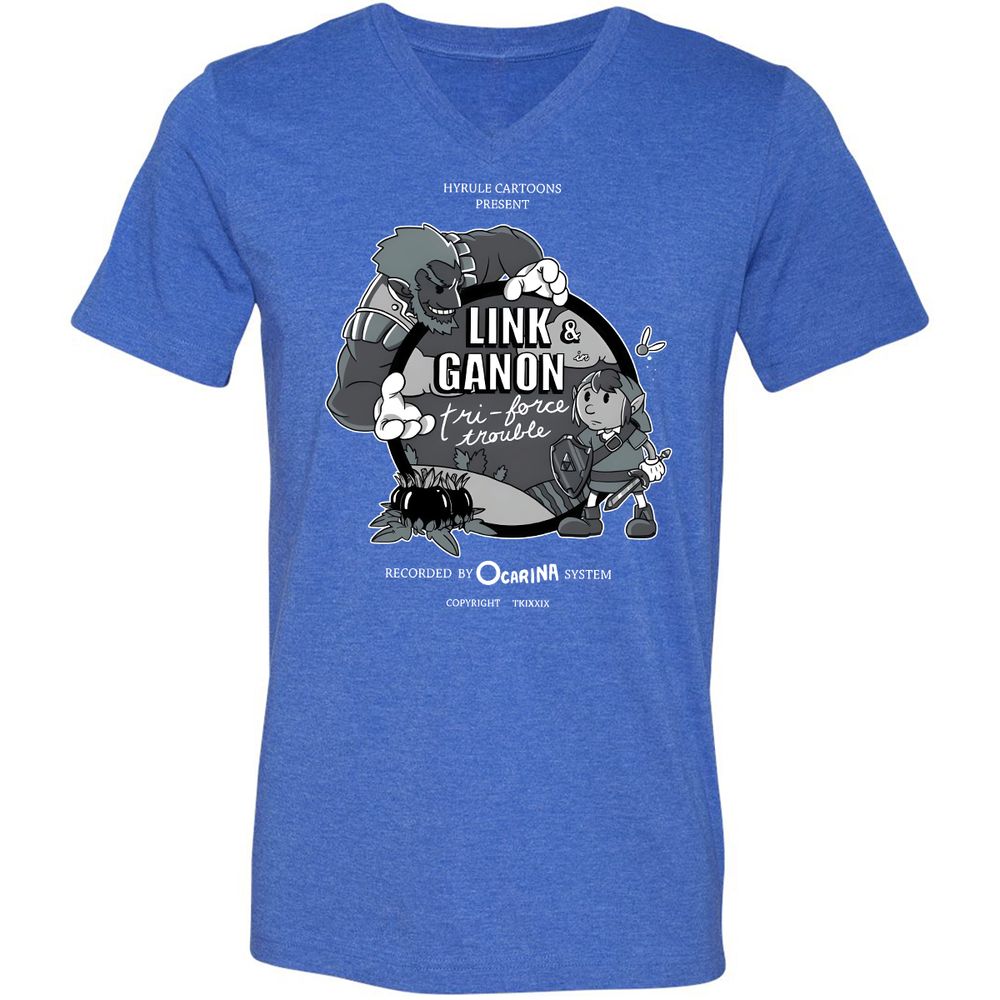 Unisex V-Neck T-Shirt - R5CWJQP9 - Heather True Royal - 14