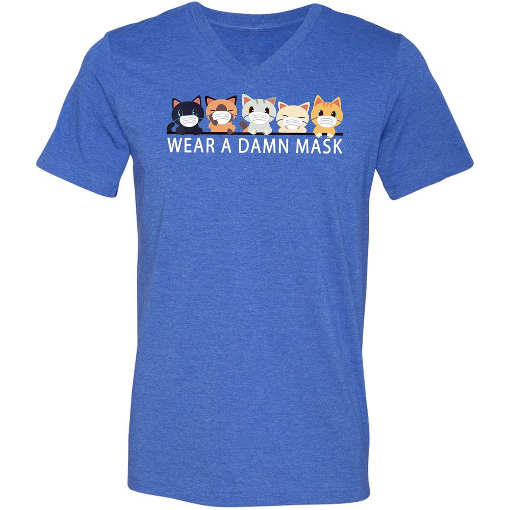 Unisex V-Neck T-Shirt - AZF51UTJ - Heather True Royal - 14