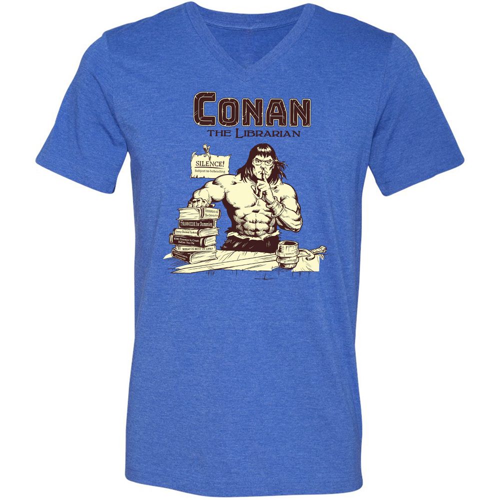 Unisex V-Neck T-Shirt - 9K4YDG1P - Heather True Royal - 14