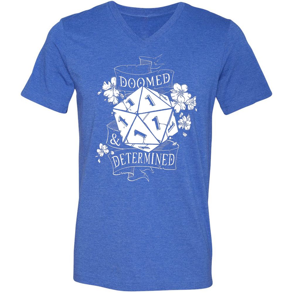 Unisex V-Neck T-Shirt - HQB9XJKM - Heather True Royal - 14