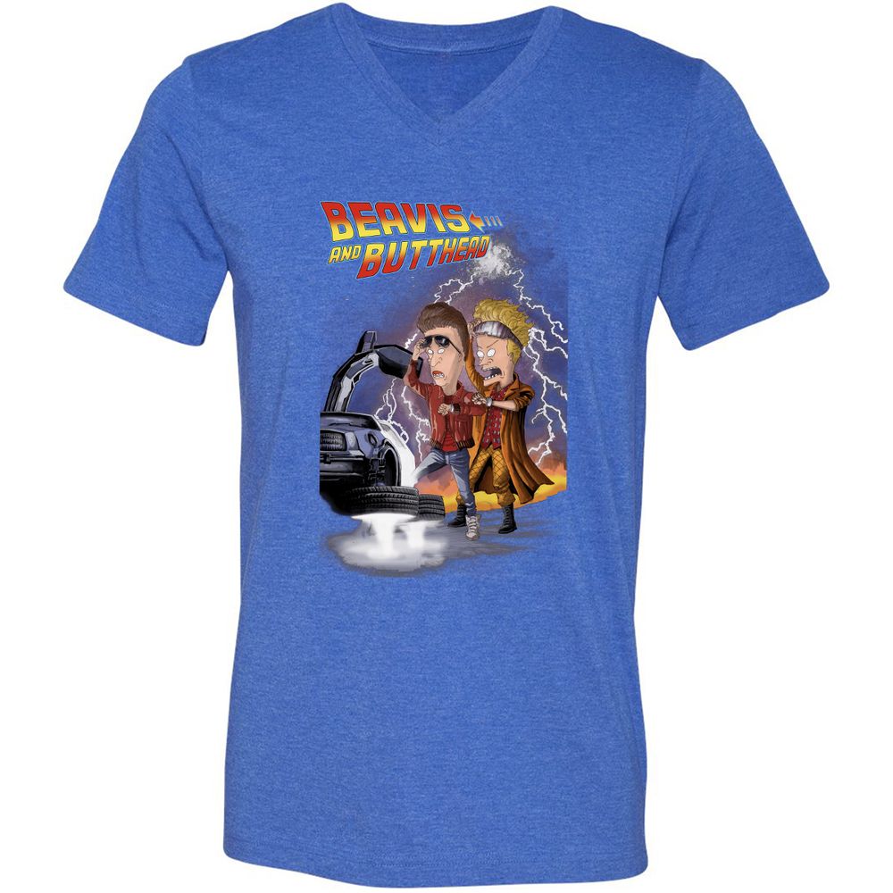Unisex V-Neck T-Shirt - 7FZCWPUA - Heather True Royal - 14