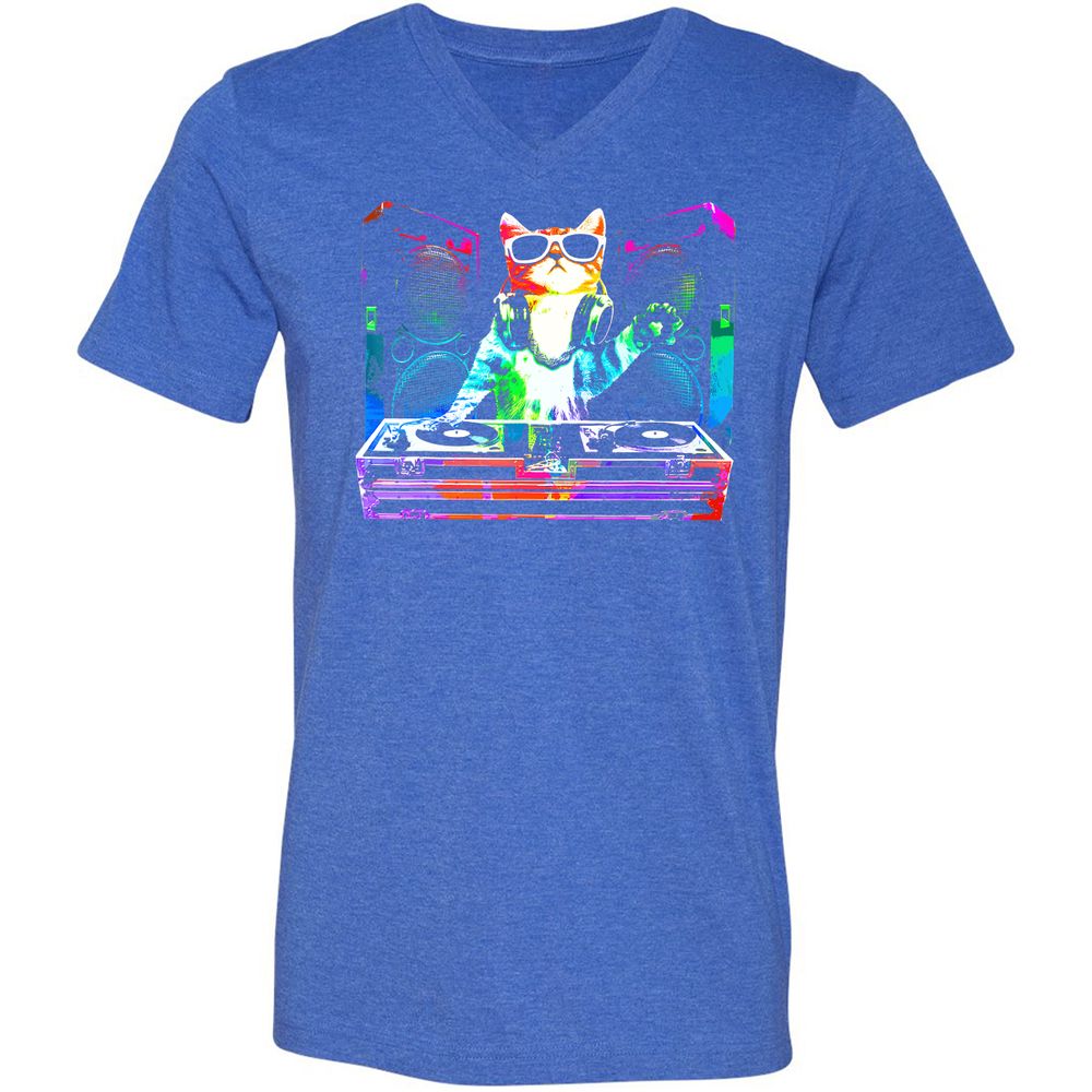 Unisex V-Neck T-Shirt - SLH9TWRJ - Heather True Royal - 14