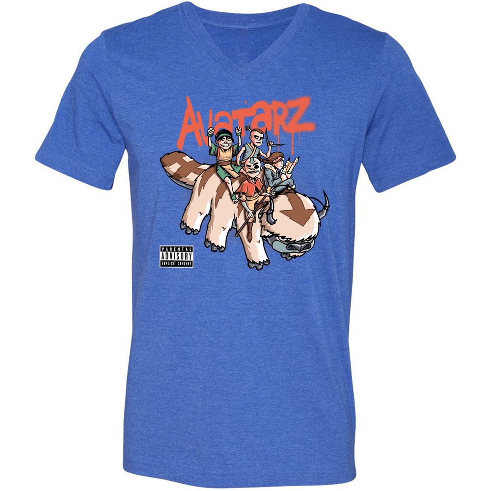 Unisex V-Neck T-Shirt - 6ESGXQNT - Heather True Royal - 14