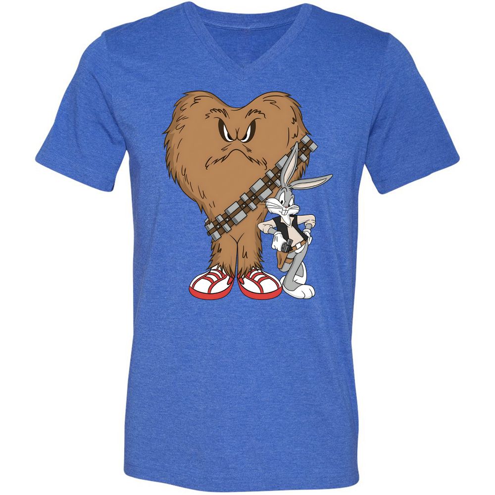 Unisex V-Neck T-Shirt - 5YDZ7H2L - Heather True Royal - 14