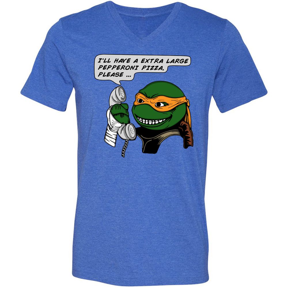 Unisex V-Neck T-Shirt - WYY5ZHMA - Heather True Royal - 14