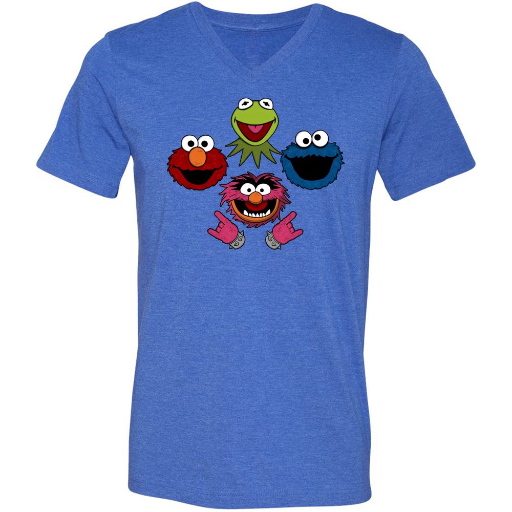Unisex V-Neck T-Shirt - LZYKU1H2 - Heather True Royal - 14