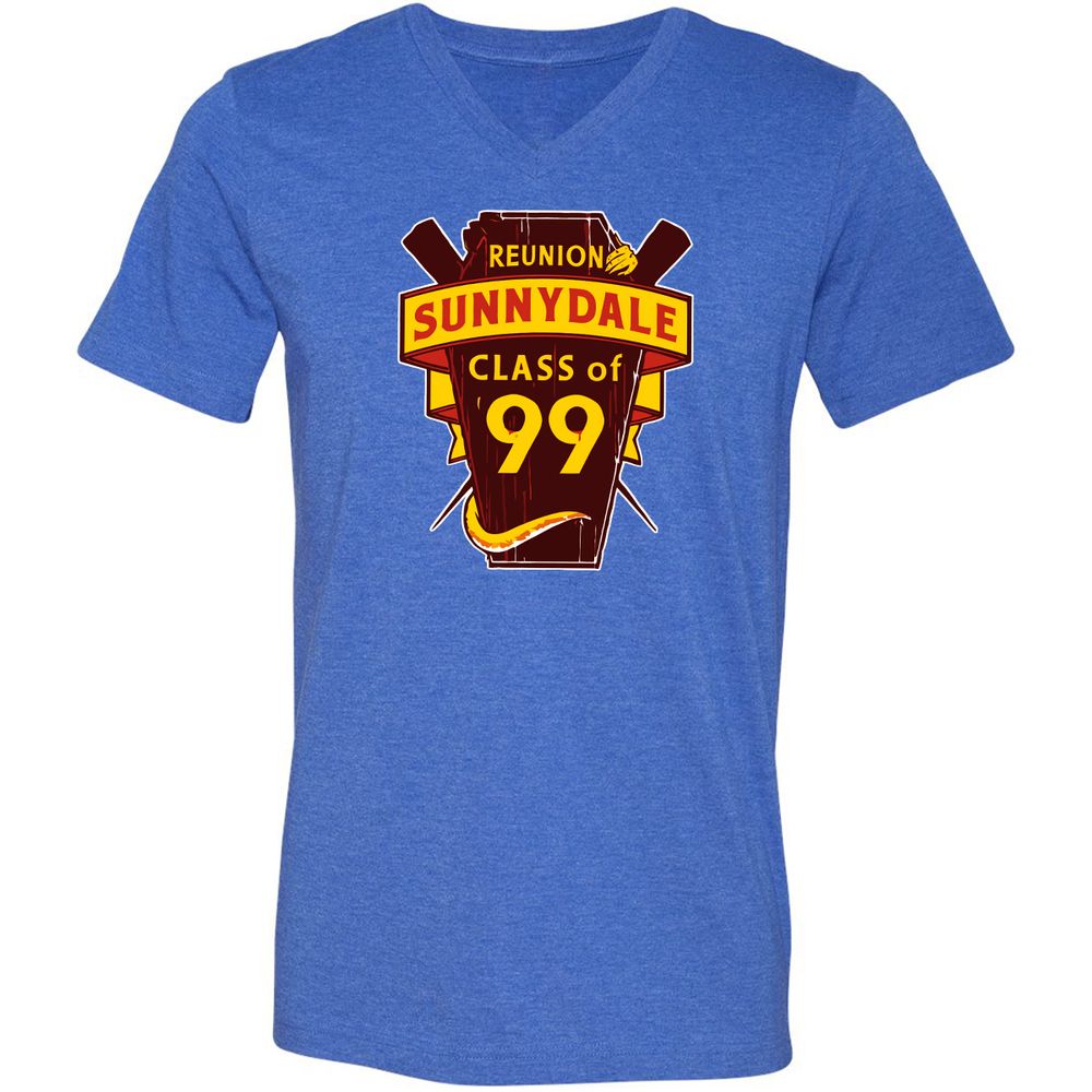Unisex V-Neck T-Shirt - CFZ3Y9B4 - Heather True Royal - 14