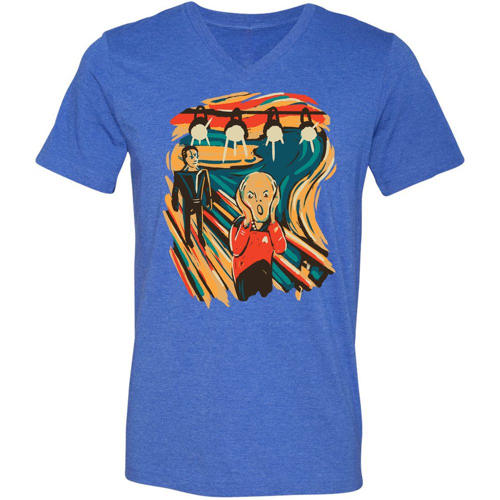 Unisex V-Neck T-Shirt - B2C6BUCT - Heather True Royal - 14