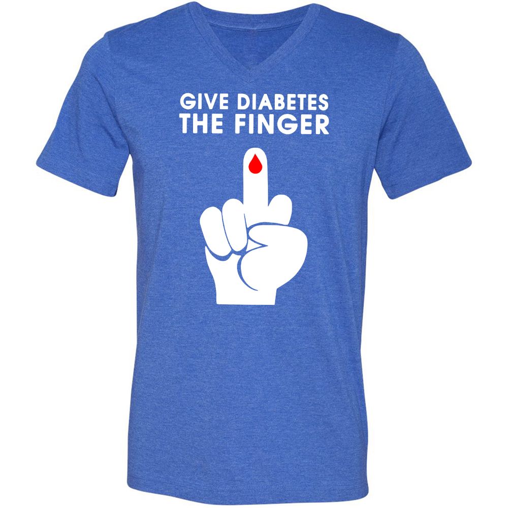 Unisex V-Neck T-Shirt - 1ZH6LUR8 - Heather True Royal - 14