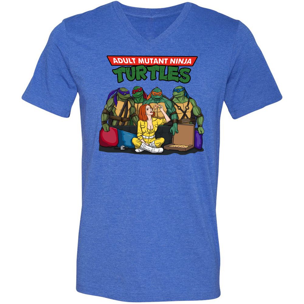 Unisex V-Neck T-Shirt - FBJ6BTTV - Heather True Royal - 14