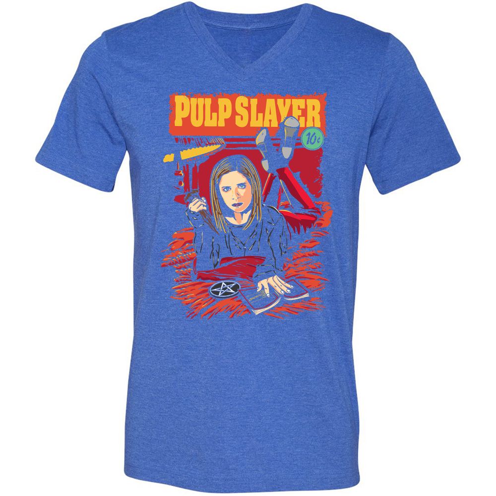 Unisex V-Neck T-Shirt - VH1AD7EJ - Heather True Royal - 14