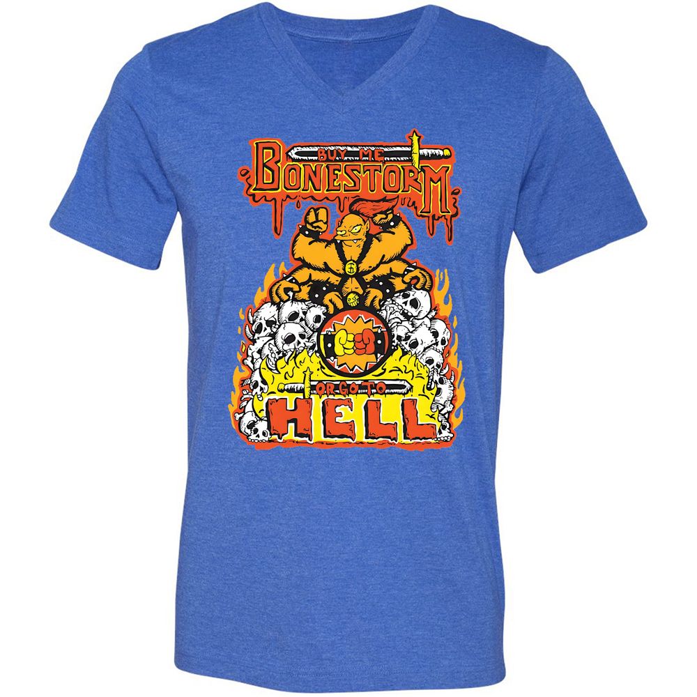 Unisex V-Neck T-Shirt - X4Y1QR2M - Heather True Royal - 14