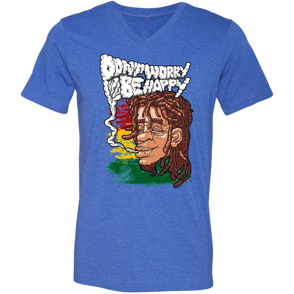 Unisex V-Neck T-Shirt - TJG3RWVK - Heather True Royal - 14