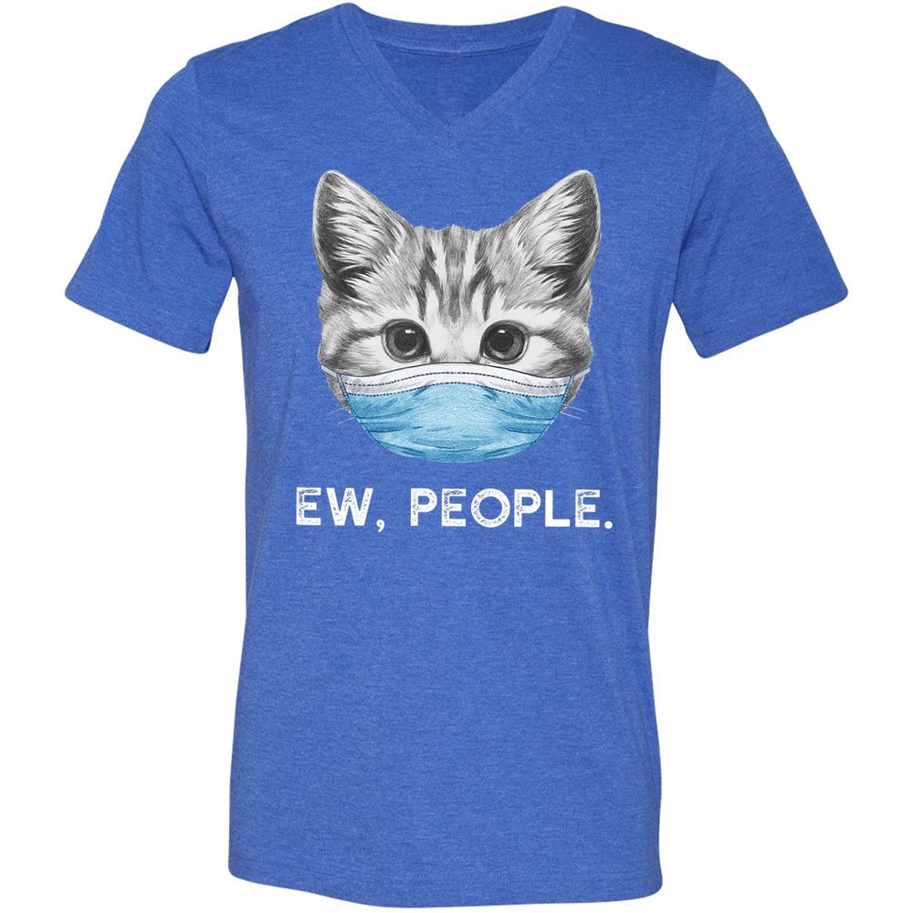 Unisex V-Neck T-Shirt - MF5K4QQH - Heather True Royal - 14