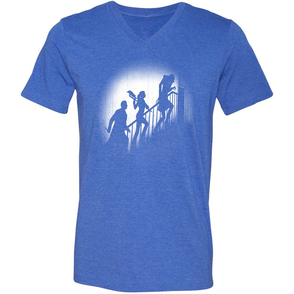 Unisex V-Neck T-Shirt - HCH9TXTT - Heather True Royal - 14