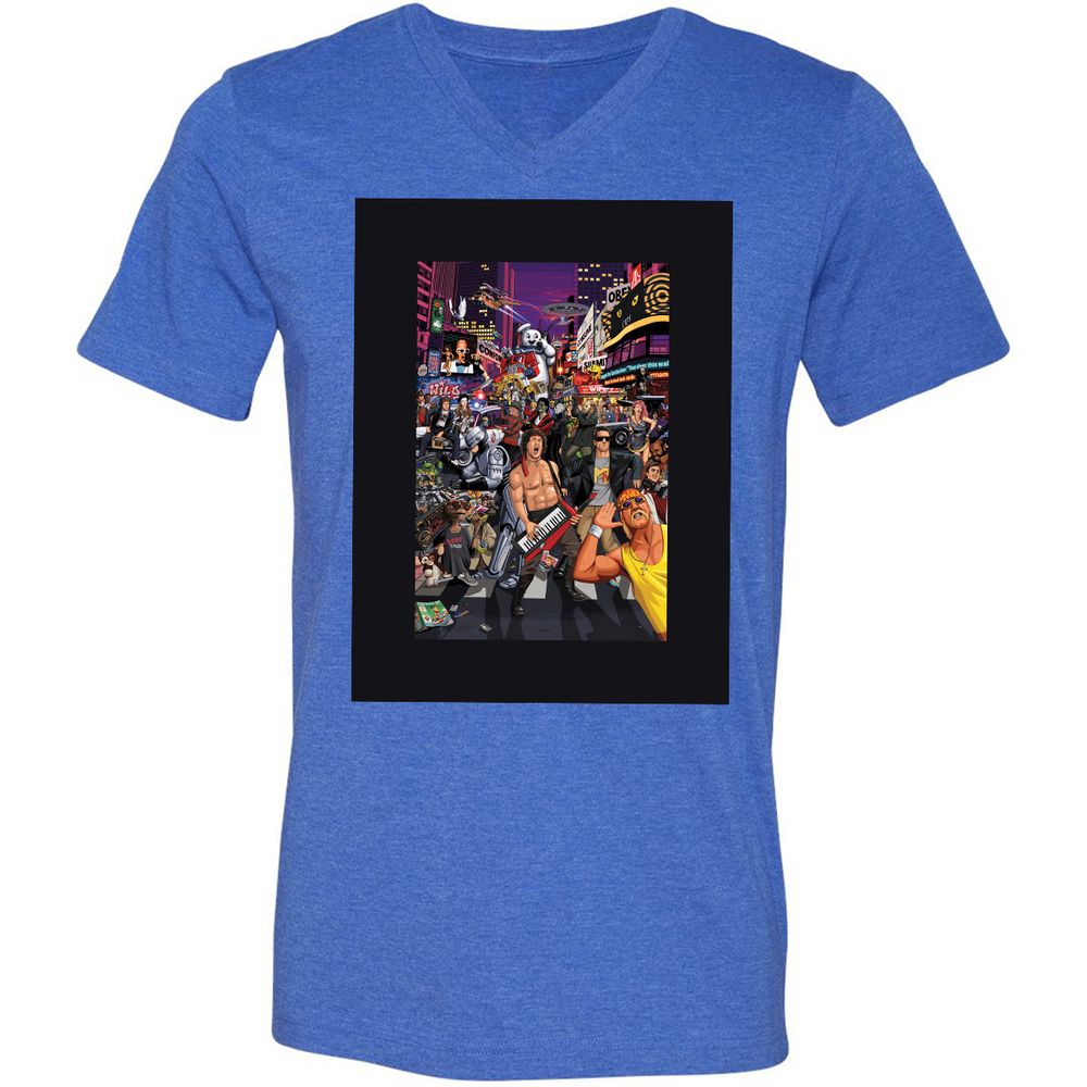 Unisex V-Neck T-Shirt - 9ZP7UPFT - Heather True Royal - 14