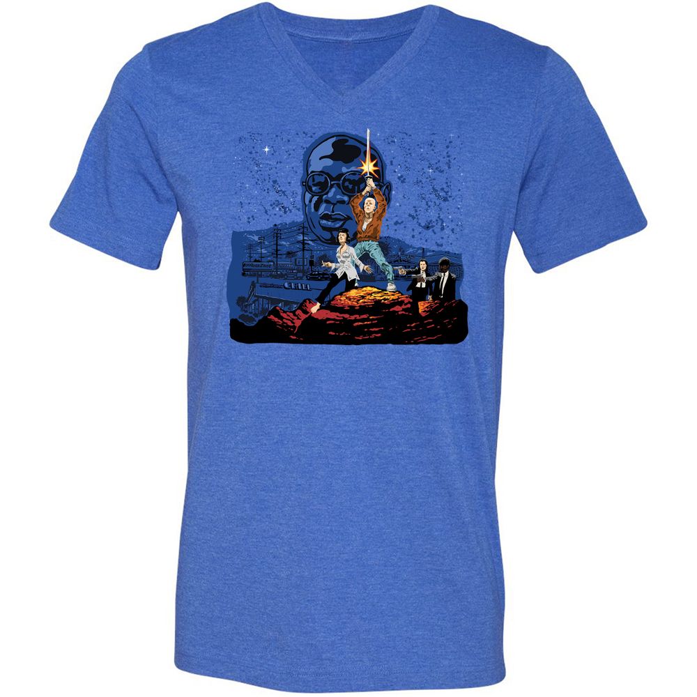 Unisex V-Neck T-Shirt - A5RHDVZQ - Heather True Royal - 14