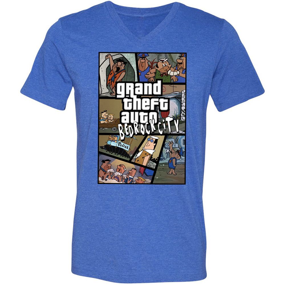 Unisex V-Neck T-Shirt - 7R8V4MEM - Heather True Royal - 14